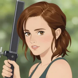 digital art anime emma watson by by Hasui Kawase by Richard Schmid