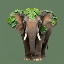 elephant with leaves for ears