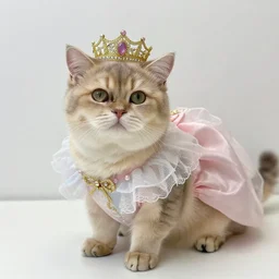 high quality photograph of a cat dressed as a princess