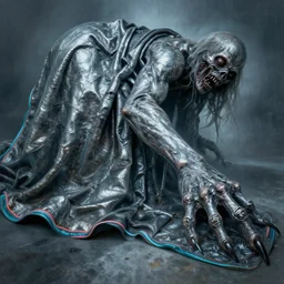 airbrushed chromed dragging mollusk skin blankets neon piping alex ross, simon bisley, kelly freas fine art masterpiece baked at 3 0 0 f, matte painting, cold lighting, aged with sunlight, award winning horror, photorealistic render, cinematic