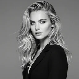 b&w fashion portrait of a pretty blond woman