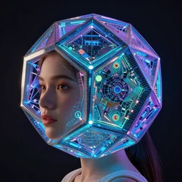 young girl, Electric Colors, Megapixel, Bifrustum, Hyperoctahedron, Geometric, Exterior, Refreshing, Ternary, Floodlight, Electroluminescent Display, volumetric Light, insanely detailed and intricate, hypermaximalist, elegant, ornate, hyper realistic, super detailed