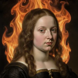 Girl portrait. By Rembrandt painting (1667), fractal flame, highly detailded