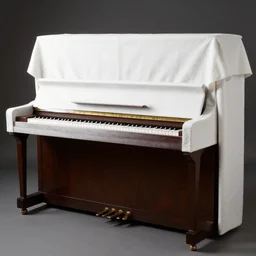 upright piano covered in a white sheet, award winning photo, studio lightning
