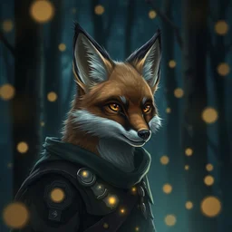 portrait of a medieval anthropomorphic fox in a forest at night with fireflies, trending on artstation, furry art, by kawacy, night lighting, digital art, dreamy, bokeh