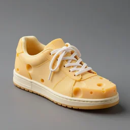 cheese sneaker made of swiss cheese