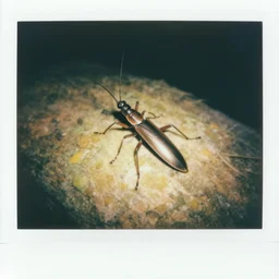 a polaroid grainy photo of a stick insect