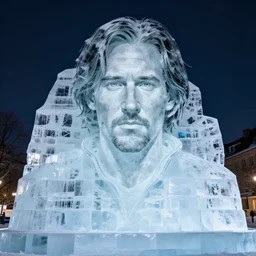 keanu reeves sculpture carved out of ice