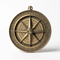 art deco astrolabe, studio product photography, isolated on a pure white background, centered, entire object in frame, sharp focus, soft studio lighting