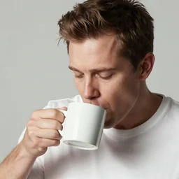 alex jones swallowing a coffee mug, photorealistic,