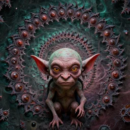 a fractal with a goblin in front of it
