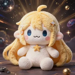 cute fumo plush of an anime girl dreaming that she is master of the universe and all creation