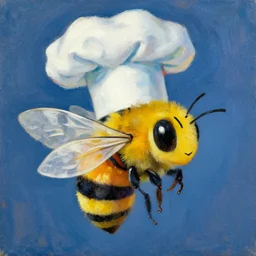 bee wearing chef hat impressionist painting art