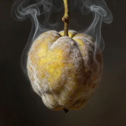 a single hop fruit covered in smoke by albert bierstadt. detail. masterpiece. hq. centered. in - frame