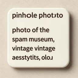 “pinhole photo of the spam museum, vintage aesthetic, colorful”