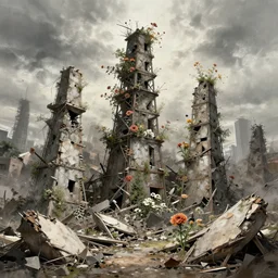 All mine towers crumble down, the flowers gasping under rubble, shrieking in the hall of lull thy genius sates a thirst for trouble