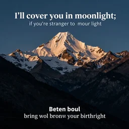 so if you're out there in the cold, I'll cover you in moonlight; if you're a stranger to your soul, I'll bring you to your birthright