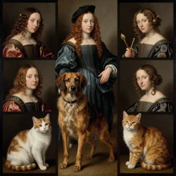 adog and a cat by various renaissance artists
