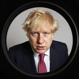a fisheye lens photo of boris johnson