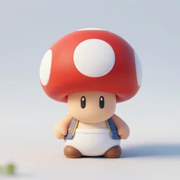 a small silicone toy of mushroom from mario, miniature, realistic, silicone art. artstation