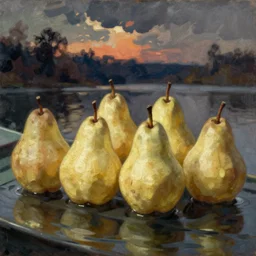 vintage beautiful painting of  the paddling of pears in Mary Cassatt style