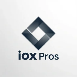 an original and creatively clever abstract, geometric, modern business logo for iox pros | professional design | golden ratio, phi, 1. 6 1 8 | high - tech, clean, crisp, trustworthy, knowledgeable | easily translates across all standard mediums |