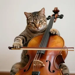 a cat playing a cello