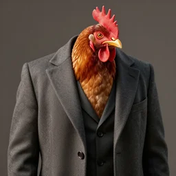a chicken wearing a formal overcoat, hyperrealistic, concept art, octane render, unreal engine 5, trending on artstation, high quality, highly detailed, 8 k, soft lighting, path traced, high coherence, digital art, beautiful, elegant clothes, trending on deviantart, masterpiece