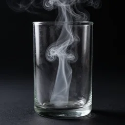 glass container filled with smoke on black background, realistic 8 k