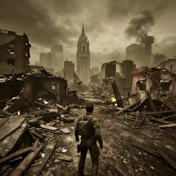 Mexico City in ruins post-nuclear war in Fallout 4, in game screenshot