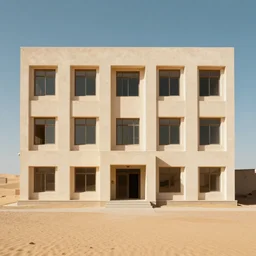 a building facade in the desert, surreal, liminal,