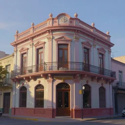 beautiful painting concept art of buenos aires houses and storefront without characters, colonial architecture, intricate and smooth colors, front view, colorful octane render, beautiful dawn light, cinematic composition, art style by alberto mielgo and robh ruppel