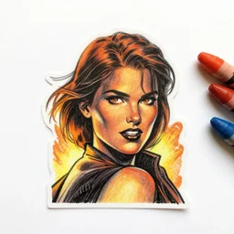 a comic book sticker, illustration, graphic novel, graphite, marker art, crayon, paint, comic book, warm color palette, electric colors, tonal colors, 2 d, 8 k, natural lighting, amoled, moody lighting, diffraction grading, cel shading : : katsuhiro otomo