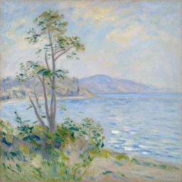 a coastal landscape painted by claude monet