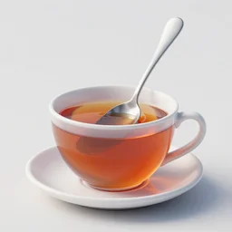 spoon inside a cup of tea non realistic render blender 3 d