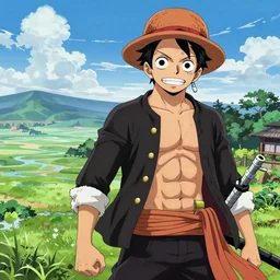 Thomas Jane, an illustration of Monkey D. Luffy and Roronoa Zoro in Wano, art by Ilya Kuvshinov, highly detailed, anime key visiual, epic landscape, HD digital art, artstation