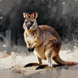 brush stroke artwork of a quokka, minimalistic,