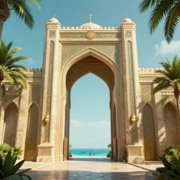 🍃 🌊 gates of baghdad, futuristic vintage arabian gothic, style artstation, style greg rutkowsk, octane render, unreal engine 6, epic game graphics, fantasy, cyberpunk, conceptual art, ray tracing