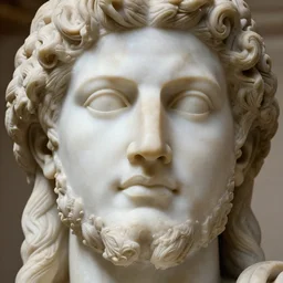 close up marble face of zeus