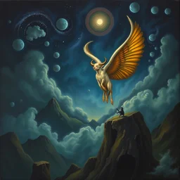cerbus by alan moore, oil painting