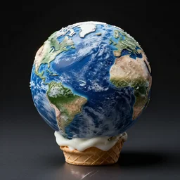 an icecream in the shape of planet earth, cgsociety award winning chiaroscuro