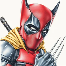 deadpool clothed as wolverine, colored pencil, prismatic, cloth, insanely detailed and intricate, hypermaximalist, elegant, ornate, hyper realistic, super detailed