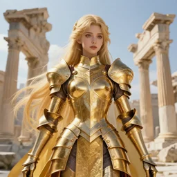 portrait knights of zodiac girl, golden and copper shining armor, in ruined agora of athens sunrise, ssci - fi and fantasy, intricate and very very beautiful and elegant, highly detailed, digital painting, artstation, concept art, smooth and sharp focus, illustration, art by tian zi and wlop and z - - ed and ilya kuvshinov