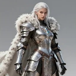 warrior, fur - lined heavy armor!!! beautiful and athletic white hair female!! monster hunter!! character concept art, sharp focus, octane render! unreal engine 5! highly rendered!! trending on artstation!! detailed linework!! illustration by artgerm, wlop, and chie yoshii