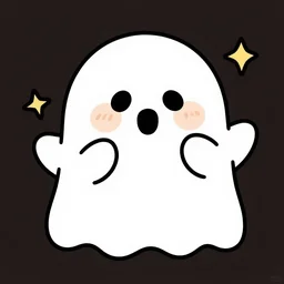 “a cute Halloween ghost drawing, simple outlines, kawaii style, by Yurie Sekiya.”