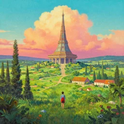 a beautiful scenic painting by artgerm and marvel comics and wes anderson and spike jonze