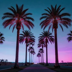 Synthwave themed palm trees