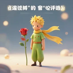 the little prince with his rose illustration, bokeh, octane render, award winning