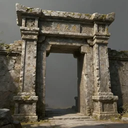 beautiful matte painting of the ancient stone gateway, fantasy, sharp focus