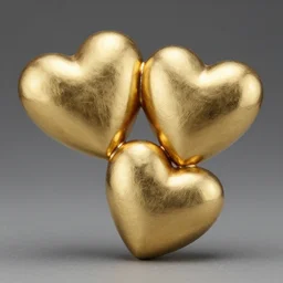 Hearts made of gold, 3d sculpture